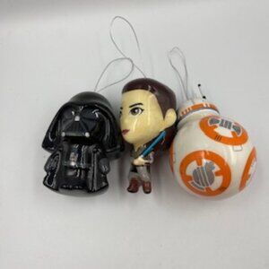 Star‎ Wars Set Of 3 Christmas Ornaments Darth Vader BB-8 & Rey